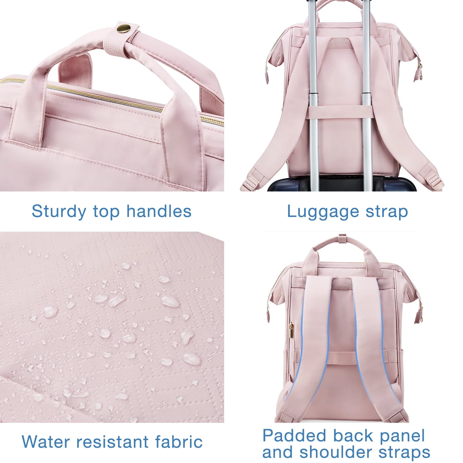 17" Travel Laptop Backpack for Women, Business Computer Backpack School Book Bag Casual Daypack for Work College Trip, Women & Men, Pink