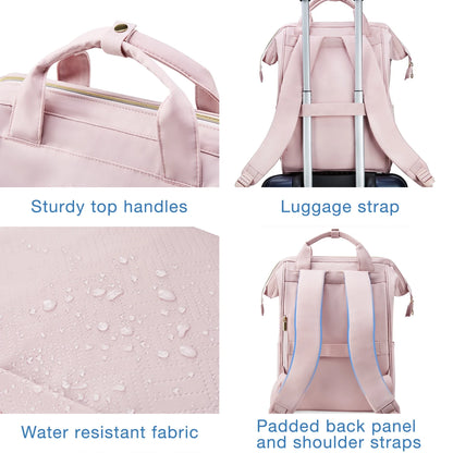 17" Travel Laptop Backpack for Women, Business Computer Backpack School Book Bag Casual Daypack for Work College Trip, Women & Men, Pink