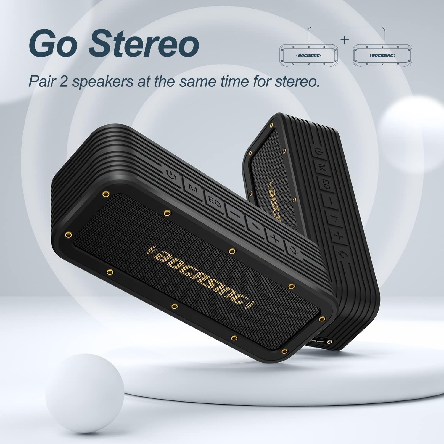 Bluetooth Speaker,  M4 Speaker with 40W Stereo HD Surround Sound, Deeper Bass, 24H Playtime, IPX7 Waterproof, Bluetooth 5.0 TWS Wireless Dual Pairing Portable Speaker for Home, Outdoor (Black)