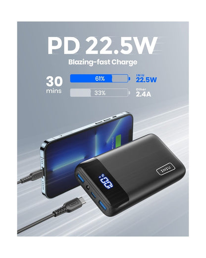 INIU Portable Charger, 22.5W 20000Mah USB C in & Out Power Bank Fast Charging...