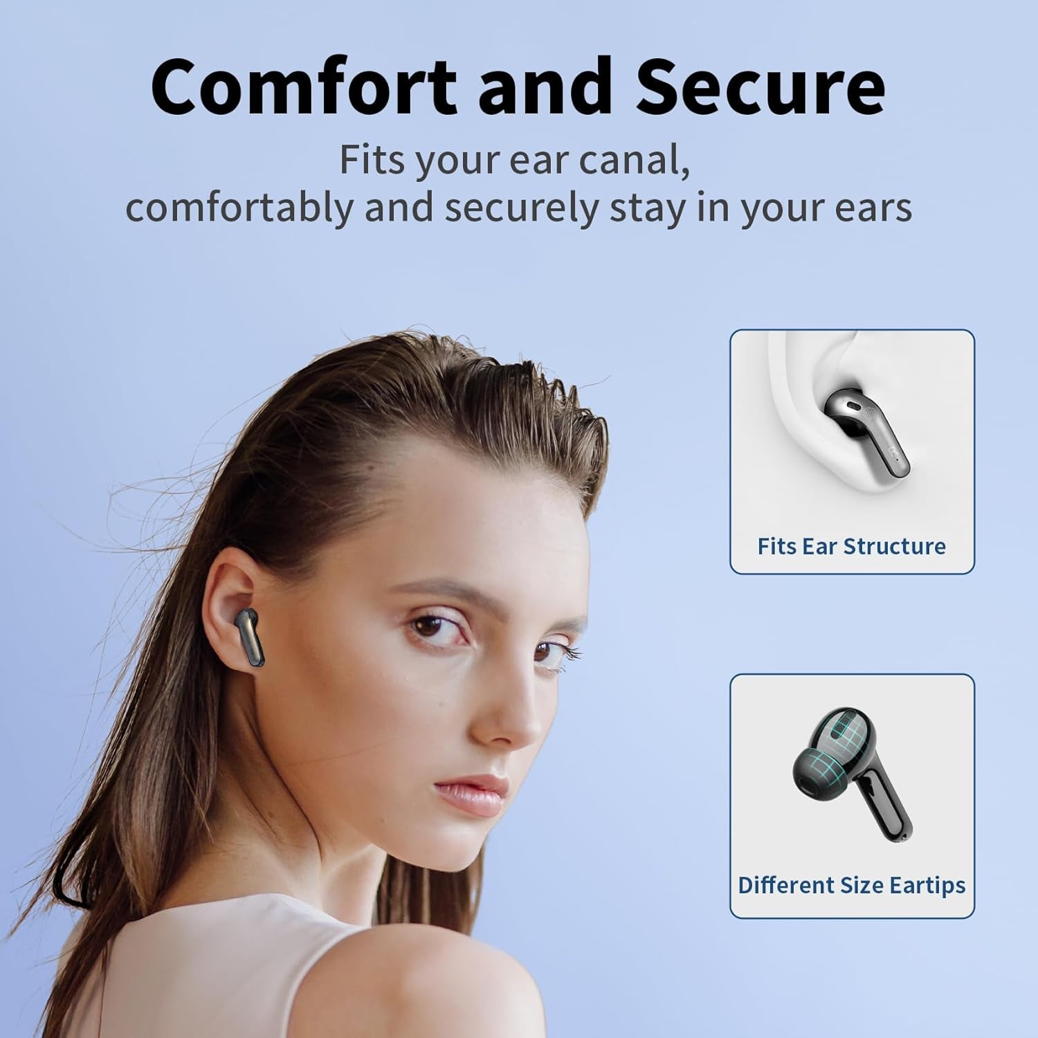 Bluetooth Headphones True Wireless Earbuds 60H Playback LED Power Display Earphones with Wireless Charging Case IPX5 Waterproof In-Ear Ear Buds with Mic for TV Smart Phone Laptop Computer Sports