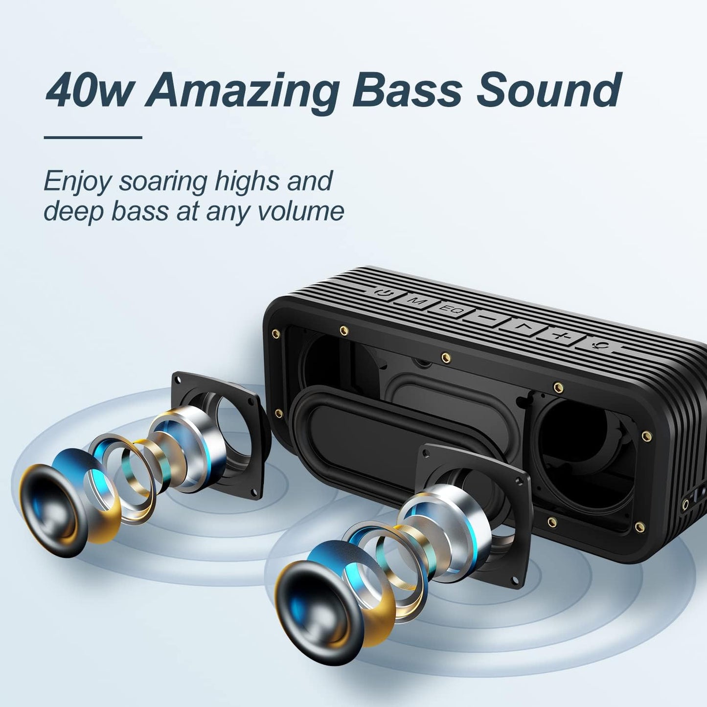 Bluetooth Speaker,  M4 Speaker with 40W Stereo HD Surround Sound, Deeper Bass, 24H Playtime, IPX7 Waterproof, Bluetooth 5.0 TWS Wireless Dual Pairing Portable Speaker for Home, Outdoor (Black)