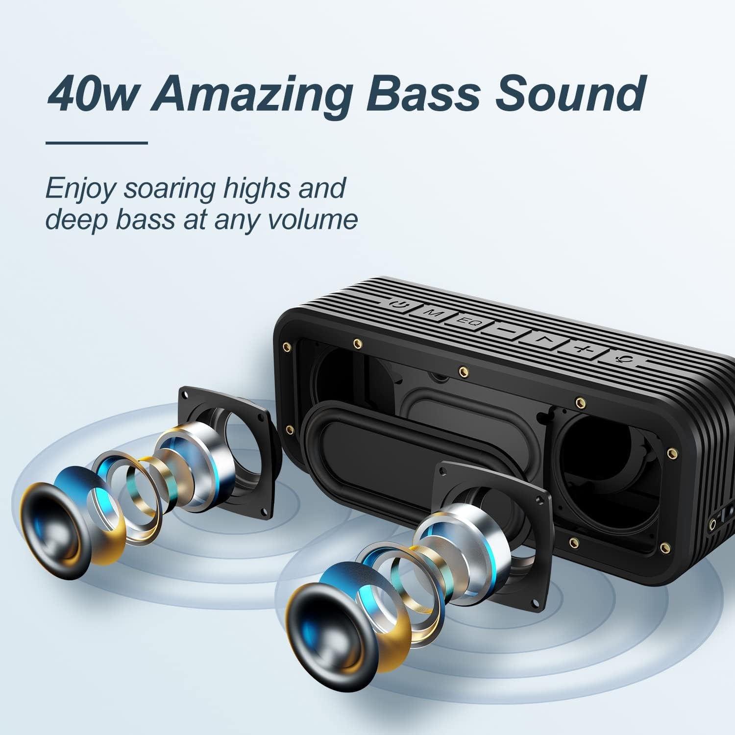 Bluetooth Speaker,  M4 Speaker with 40W Stereo HD Surround Sound, Deeper Bass, 24H Playtime, IPX7 Waterproof, Bluetooth 5.0 TWS Wireless Dual Pairing Portable Speaker for Home, Outdoor (Black)