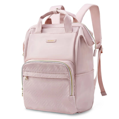 17" Travel Laptop Backpack for Women, Business Computer Backpack School Book Bag Casual Daypack for Work College Trip, Women & Men, Pink