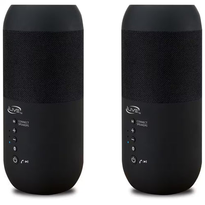 Indoor Outdoor IPX6 Waterproof Bluetooth Wireless Speakers with Removable Stakes in Black (Set of 2)