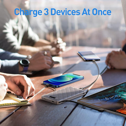 Portable Charger 10000Mah Power Bank Ultra Slim Charger with PD 18W Built in USB C Cable and Cable Compatible with Iphone 14/13 Pro Max/12/12 Mini/Pro Max 11/X/Samsung S20 Galaxy, and More