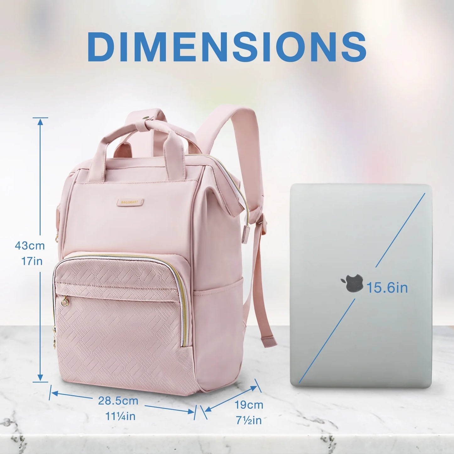 17" Travel Laptop Backpack for Women, Business Computer Backpack School Book Bag Casual Daypack for Work College Trip, Women & Men, Pink
