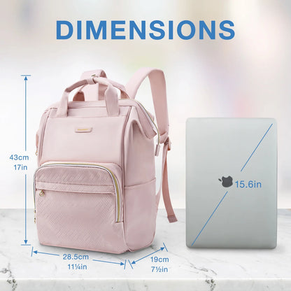 17" Travel Laptop Backpack for Women, Business Computer Backpack School Book Bag Casual Daypack for Work College Trip, Women & Men, Pink