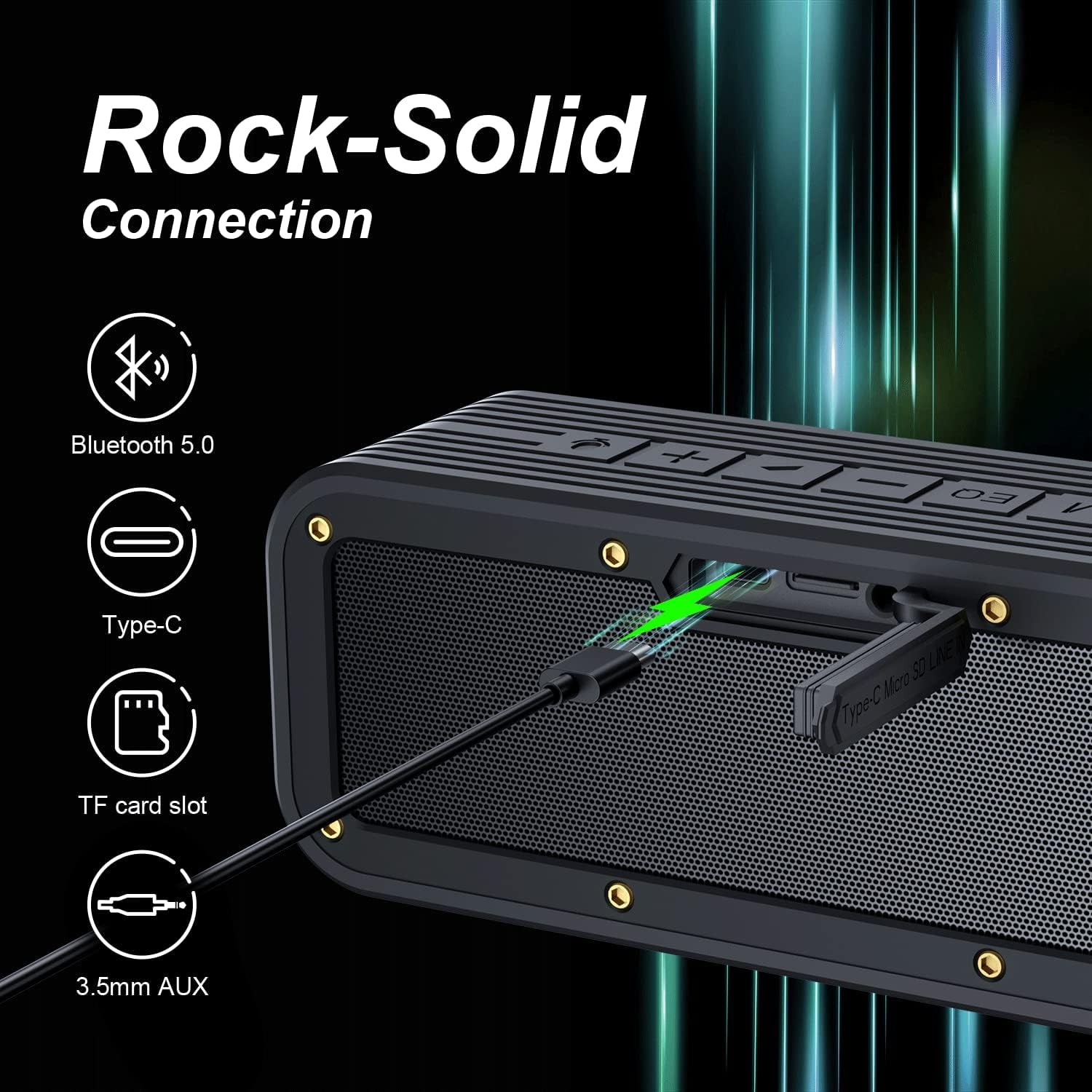 Bluetooth Speaker,  M4 Speaker with 40W Stereo HD Surround Sound, Deeper Bass, 24H Playtime, IPX7 Waterproof, Bluetooth 5.0 TWS Wireless Dual Pairing Portable Speaker for Home, Outdoor (Black)